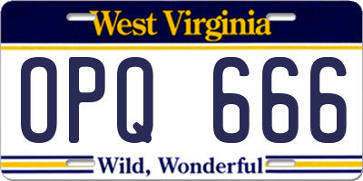 WV license plate OPQ666