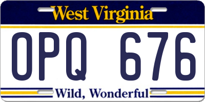 WV license plate OPQ676
