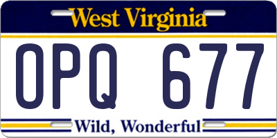WV license plate OPQ677