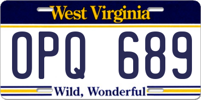WV license plate OPQ689