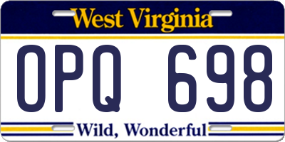 WV license plate OPQ698