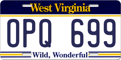WV license plate OPQ699
