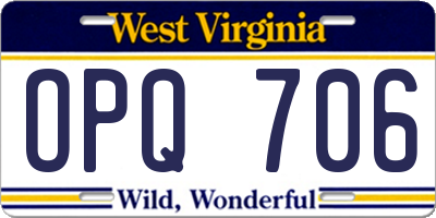 WV license plate OPQ706