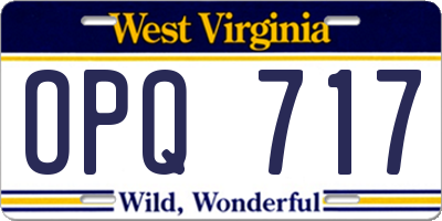 WV license plate OPQ717