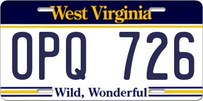 WV license plate OPQ726
