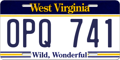 WV license plate OPQ741