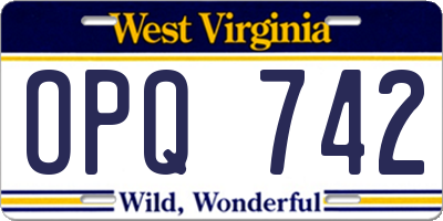 WV license plate OPQ742