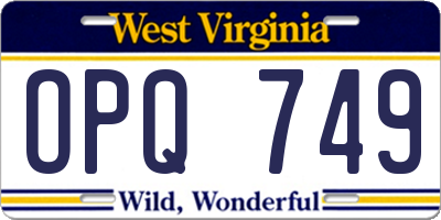 WV license plate OPQ749