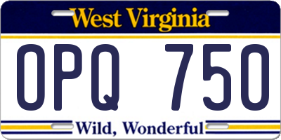 WV license plate OPQ750