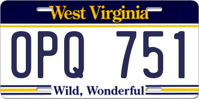 WV license plate OPQ751