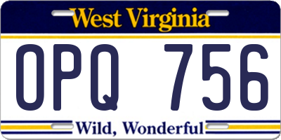 WV license plate OPQ756