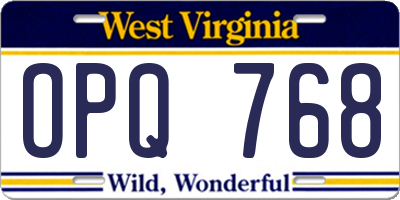 WV license plate OPQ768