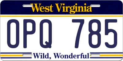 WV license plate OPQ785