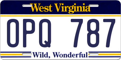 WV license plate OPQ787