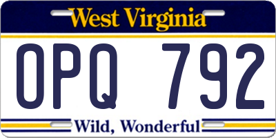 WV license plate OPQ792