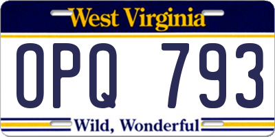 WV license plate OPQ793