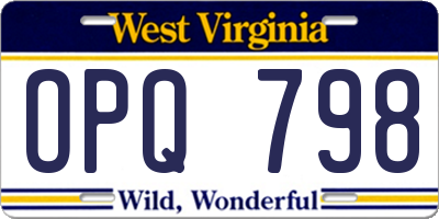 WV license plate OPQ798