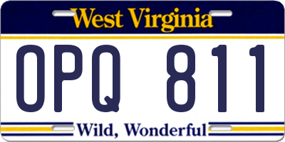 WV license plate OPQ811