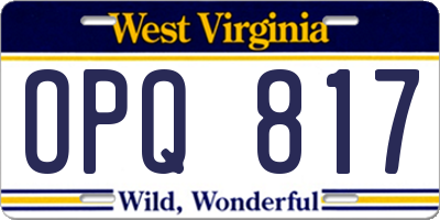 WV license plate OPQ817