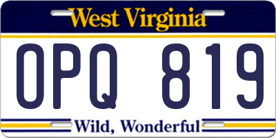 WV license plate OPQ819