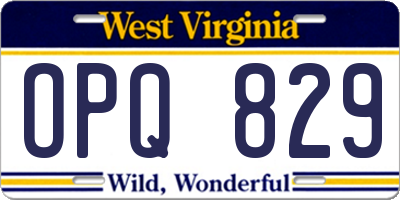 WV license plate OPQ829