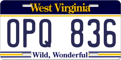 WV license plate OPQ836