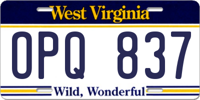WV license plate OPQ837