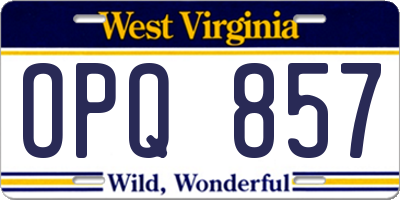 WV license plate OPQ857