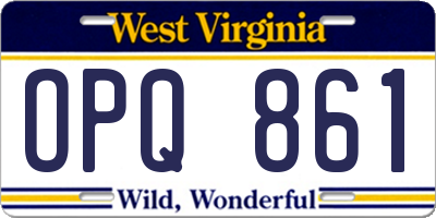 WV license plate OPQ861