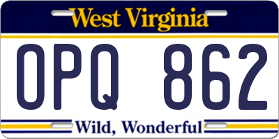 WV license plate OPQ862
