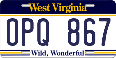 WV license plate OPQ867