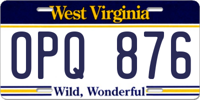 WV license plate OPQ876