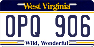 WV license plate OPQ906