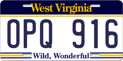 WV license plate OPQ916