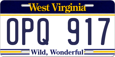 WV license plate OPQ917