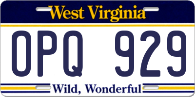 WV license plate OPQ929