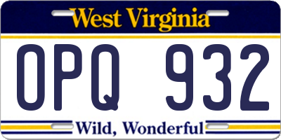 WV license plate OPQ932
