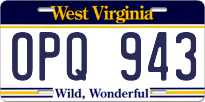 WV license plate OPQ943