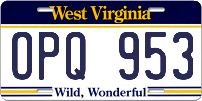 WV license plate OPQ953