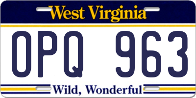 WV license plate OPQ963