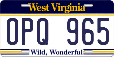 WV license plate OPQ965