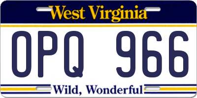 WV license plate OPQ966