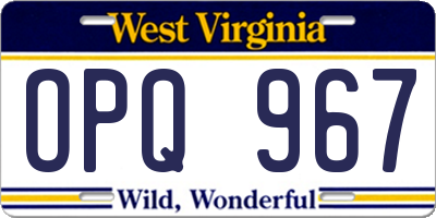 WV license plate OPQ967