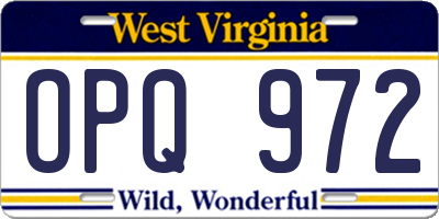WV license plate OPQ972