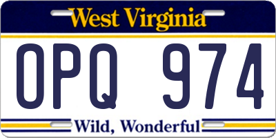 WV license plate OPQ974