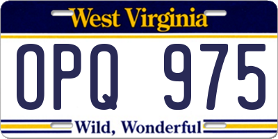WV license plate OPQ975