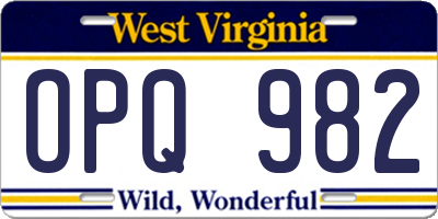 WV license plate OPQ982