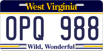 WV license plate OPQ988