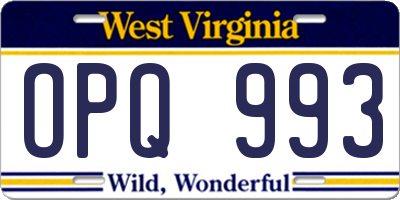 WV license plate OPQ993