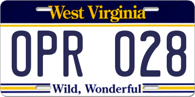 WV license plate OPR028